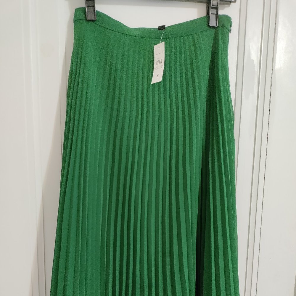 Ann Taylor Green Chiffon Pleated Skirt
